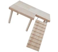 Homoyoyo Platform Ladder Set Floor Chinchilla Rat Rest Platform Safe for Climbing and Playing Sturdy Wood Material 11.00x6.68x5.89in Beige for Placing in Cage Suitable for Mouse and Hamster