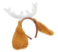 Homoyoyo Plush Reindeer Antler Headband for Women and Teens Comfortable Fit Deer Costume Accessory with Dog Ear Cartoon Hairband for Birthday Party Decorations and Daily Wear