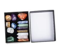 Homoyoyo Portable Chakra Crystal Stones Natural Amethyst Hexagonal Pillars for Meditation Relaxation and Massage Multi Function Stones Gift Box for Yoga and Home Decor