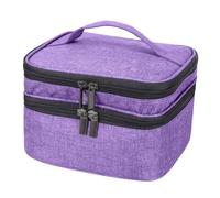 Homoyoyo Portable Double Nail Polish Holder Bag Oxford Cloth Essential Oils Storage Case for Travel with Multiple Pockets Large Capacity Purple