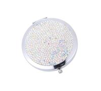 Homoyoyo Portable Folding Double-sided Crystal Cover Makeup Mirror Small Compact Purse Mirror with Metal Frame Colorful White Travel-friendly for Women and Professional Artists