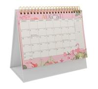 Homoyoyo Portable Mini Desk Calendar Pink Elegant Standing Flip Monthly Planner with Twin Wire Binding Space Saving Compact Design for Daily Scheduling and Organization