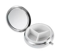 Homoyoyo Portable Mini Metal Pill Organizer with Rhinestone, Small Compartmentalized Medicine Box for Travel and Purse, Pocket-Sized Medication Holder for Daily Use