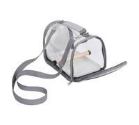 Homoyoyo Portable Small Bird Cage Carrier with Wood Perch, Handheld Carrier Bag for Parakeet Budgie and Lizard, Grey Compact Pet Travel Cage for Outdoor Hiking and Vacation