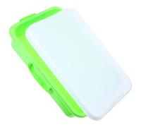 Homoyoyo Portable Small Sandbox with Lid, Handheld Outdoor Sand Tray Storage Box, Green and White Plastic Carry Case for Sand Play Activities