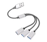 Homoyoyo Portable USB Splitter Cable 1 Male to 3 Female USB Hub with Data Protection and Driver-free Function, Aluminium Alloy and Nylon Material, 5v/2a Maximum Output, for Laptop