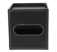 Homoyoyo PU Leather Tissue Box Cover for Home Bathroom Multifunctional Roll Paper Holder with Density Board Stylish Black Napkin Storage Practical and Convenient Tissue Organizer