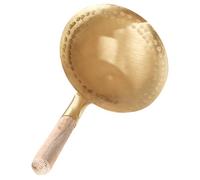 Homoyoyo Pure Brass Tofu Scoop Spoon Φ10cm Flat Kitchen Ladle Short Handle Household Food Serving Spoon for Cooking and Serving Tofu at Home or Restaurant