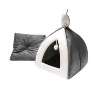 Homoyoyo Rabbit Ear Grey Pet Nest S Comfortable Cat Shelter and Universal Hamster House with Breathable Sleeping Pad, Four Seasons Small Dog Kitten Bed