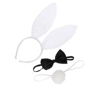 Homoyoyo Rabbit Ear Headband and Tail Set, Plush Bunny Costume Props Satin Bow Tie, Rabbit Cosplay Accessories for Easter and Costume Parties, One Size, Assorted Colors Random Color