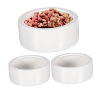 Homoyoyo Reptile Food and Water Bowl Ceramic Small round 3pcs Set Stable Non-slip Feeding Dish for Lizards