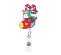Homoyoyo Retractable Christmas Stocking Badge Reel Clip Name Tag Holder with Alligator Clip for Nurses Teachers Office Workers