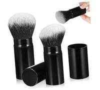 Homoyoyo Retractable Makeup Brush Set 2pcs with Angled and Round Powder Blush Brushes Portable Travel Face Foundation Applicators with Caps for On-the-go Cosmetics