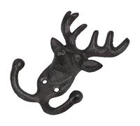 Homoyoyo Retro Cast Iron Deer Head Wall Hook Dual Hooks Farmhouse Style Animal Coat Hanger Vintage American Design for Living Bedroom Kitchen Decor Space-Saving Organizer