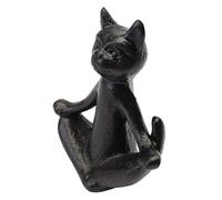 Homoyoyo Retro Cast Iron Yoga Cat Statue, Small Meditating Cat Figurine for Home and Office Décor, Vintage Animal Ornament for Tabletop Display