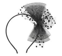 Homoyoyo Retro Womens Net Lace Hair Clasp Large Bowtie Headband with Veil Stylish Black Fashion Hair Hoop for Party and Daily Wear