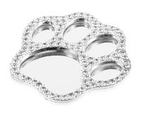 Homoyoyo Rhinestone Decorative Cat Paw Mirror Charm for Phone Case DIY Crystal Mini Ornament Silver Cat Paw Shape Makeup Accessory for Mobile Cover