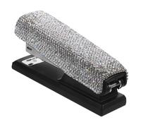 Homoyoyo Rhinestone Metal Hand Stapler Smooth Track Portable Small Desk Stapler for Office Home School Binding Convenience White