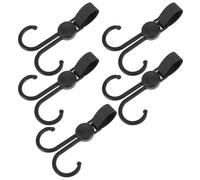 Homoyoyo Rotatable Double Hanging Hooks for Stroller and Shopping Cart, Portable Adjustable Buckles, Multipurpose Home Organizer Back Hooks, 5pcs Set