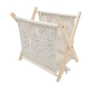 Homoyoyo Rustic Cotton Rope Woven Magazine Holder and Books Storage Rack, Desktop and Floor Standing Organizer for Home and Office