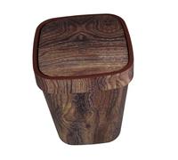 Homoyoyo Rustic Faux Wood Grain Swing Lid Trash Can Garbage Container Bin for Kitchen Bathroom Bedroom Living Space-saving Multipurpose Waste Basket with Easy-clean Design