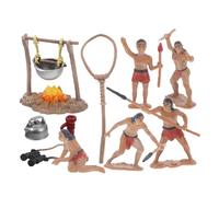 Homoyoyo ’s Primitive Survival Tool Set, Miniature Camping Models and Mini Primitive Men Figurines, 10pcs Outdoor Simulation Playset for ’ Garden and Camping Pretend Play