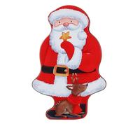 Homoyoyo Santa Tinplate Box for Christmas Festive Metal Cookie Container with Easy-open Lid Decorative Biscuit and Candy Storage Tin for Holiday Parties and Seasonal Treat Giving