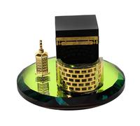 Homoyoyo Saudi Arabia Crystal Miniature Model Showpiece Gilded Islamic Architecture Handicraft Base Elegant Home and Vehicle Decor Gift for Muslims and Ramadan Celebration