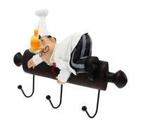 Homoyoyo Self-Adhesive Cartoon Chef Wall Hook in Resin and Iron Kitchen Organizer Hook with Strong Adhesive Corrosion-Resistant for Hanging Utensils and Towels