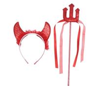 Homoyoyo Sequin Devil Horns Headband with Wand Prop Lightweight Comfortable Halloween Party Accessory for Women and Festive Photo Props
