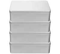 Homoyoyo Set of 4 Silver Dice Boxes with Lids Rectangular Empty Tin Boxes with Foam Liners Iron Material Protecting Small Items Easy to Open and Close for Secure Storage