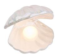 Homoyoyo Shell Pearl Light Ceramics Shell Pearl Design Night Light Desktop Ornament Bedside Lamp Table Centerpiece Home Decor for Bedroom Living Room (White)