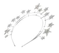 Homoyoyo Shiny Star Rhinestone Hairband Wedding Headpiece for Brides Birthday Party Glitter Headdress Alloy Five Pointed Crown Comfortable Wear