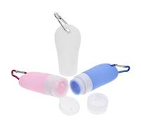 Homoyoyo Silicone Travel Bottles Set 7pcs Refillable Squeezable Cosmetic Dispenser Bottles Pvc Bag and Keychains Portable for Toiletries Shampoo Conditioner
