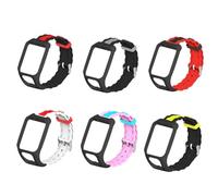 Homoyoyo Silicone Watch Replacement Strap Dual Color Wave Design Comfortable Wristband Compatible with Tomtom Runner Black Yellow