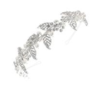 Homoyoyo Silver Diamond Inlaid Hair Headband for Women and Floral Leaf Design Hair Decoration Elegant Headdress for Parties Cosplay Daily Wear