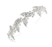 Homoyoyo Silver Rhinestone Inlaid Leaves Headband for Women Elegant Diamond Hairband for Weddings Parties Dances Special Occasions and Easy to Wear Hair Decoration