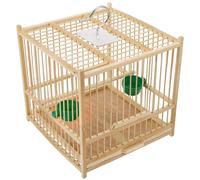 Homoyoyo Small Bamboo Birdcage for Finches with 1.1cm Wire Spacing, Portable Handmade Cage with 2 Feeding Cups, Suitable for Indoor and Outdoor Bird Keeping