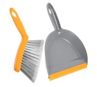 Homoyoyo Small Mini Dustpan and Brush Compact Desktop Cleaning Broom with High Durability for Desks and Corners Easy Storage Lightweight Gray and Orange