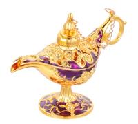 Homoyoyo Small Vintage Metal Carved Lamp Ornament for Wedding Party and Home Decor, Classic Light Decor Desktop Decoration, Retro Palace Feast Decorative Adornment