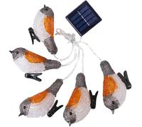 Homoyoyo Solar LED Robin Bird String Lights, 5pcs White and Yellow Decorative Clip-On Lamp String for Garden and Patio Outdoor Lighting