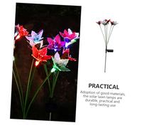 Homoyoyo Solar Powered Garden Flower Stake Lights Decorative Red White Outdoor LED Lawn Lamps Energy Saving Realistic Solar Garden Stakes for Patio Compact Landscape Lighting