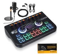 Homoyoyo Sound Card Microphone Mixer Bundle Professional Music Recording Equipment with Audio Interface and Voice Changer for Live Streaming Gaming Podcasting on PC Laptop Phone