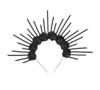 Homoyoyo Spiked Rose Crown Headpiece for Women Gothic Goddess Floral Headband Comfortable Halloween Hair Accessory Versatile Bridal and Party Tiara Black Witch Costume Headband