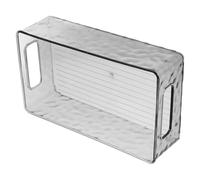 Homoyoyo Stackable Grey Plastic Storage Box for Kitchen and Freezer, Rectangular Refrigerator Organizer Bin for Pantry and Home Cabinet Organization