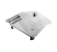 Homoyoyo Stainless Steel Buffet Serving Tray with Lid Rectangular Canteen Dish 34x28x5cm Sturdy Food Holding Plate for Catering Events and Parties