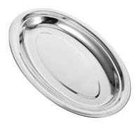 Homoyoyo Stainless Steel Oval Fish Steamer Plate 35Cm Deepened Metal Serving Tray Snack Dish Pastry Food Storage Tray for Home Kitchen Dining