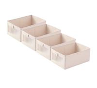 Homoyoyo Storage Bin with Window 4pcs Collapsible Cotton and Linen Fabric Rectangular Beige Large Capacity, Space-saving Design Organizer Basket for Bedding for Closet and Nursery