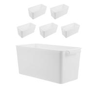 Homoyoyo Storage Bins with Handle , Multi-purpose Cabinet Organizer Bins Plastic Stackable White 6pcs Space-saving and Compact Design , 10.63x5.12x4.92in for Kitchen and Cupboard