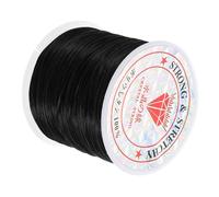 Homoyoyo Stretchy Hair Extension Elastic Thread 0.6Mm Flat Crystal Wire for Hair Bundles Beading and Wig Making Sturdy Black Elastic String and Jewelry Crafting